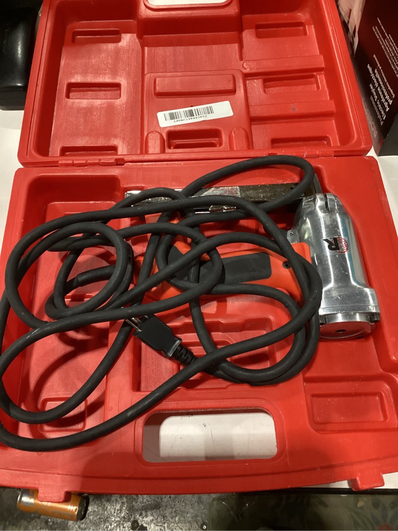 Condition photo showing As Is for Not tested ROBERTS 10-600 3/16\" Crown, 120V, 15-Amp, 20 Gauge Electric Stapler with Carrying Case, Red