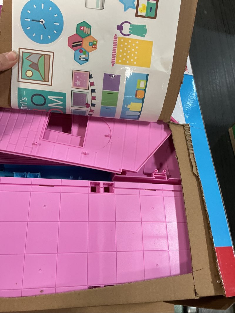 Condition photo showing As Is for Pink Villa Playset for Girls Ages 3-7, 4-Story 10-Room House with 2 Dolls, Furniture & Accessories, Pretend Play Toddler Toy, Birthday Gifts for Kids 3-8