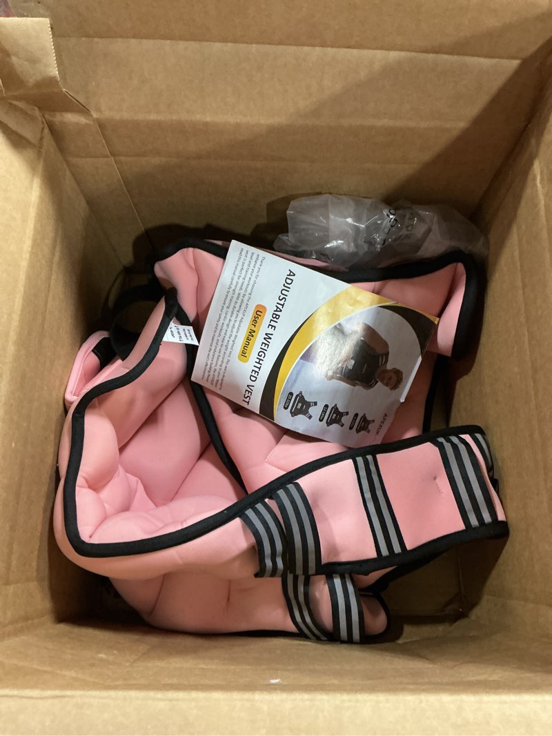 Condition photo showing Good Condition for APEXUP Adjustable Weighted Vest, 4-10lb/12-18lb/20-32lb Vest with 6 Ironsand Weights and Large Pocket, Weight Vest for Men Women Strength Training, Running, Walking 4-10lbs Pastel Pink
