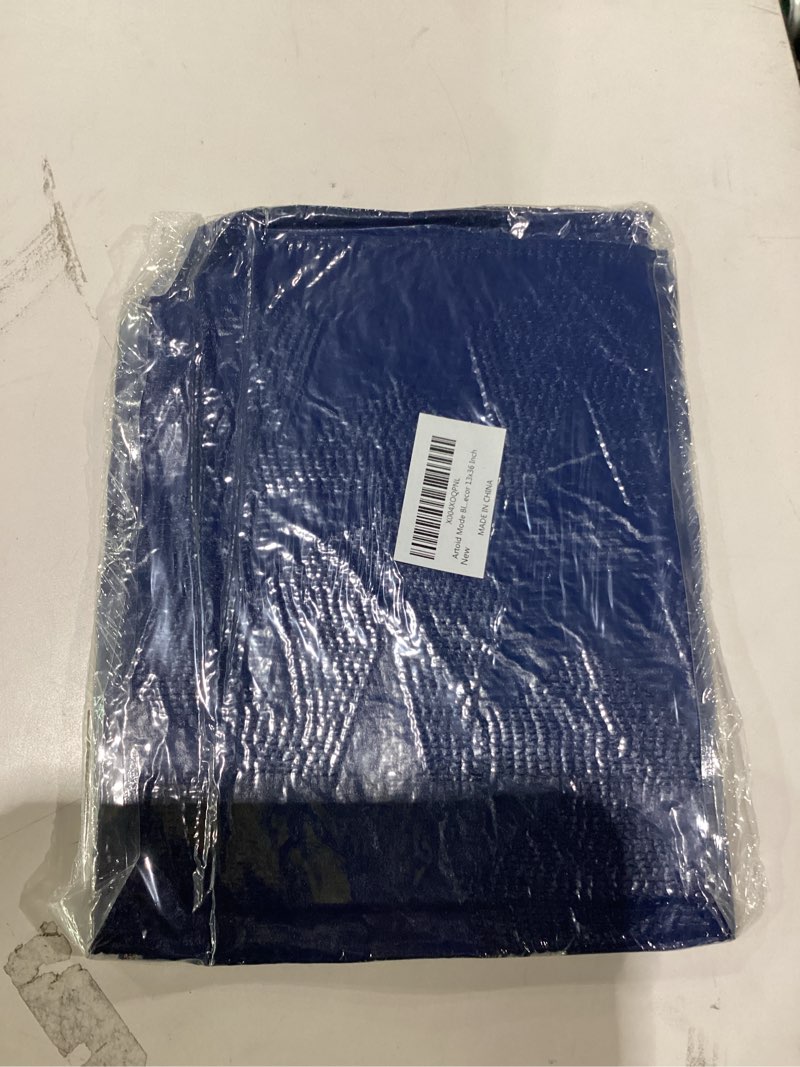 Condition photo showing Good Condition for artoid mode blue soft plush faux fur jacquard big stars 4th of july table runner, memorial day holiday kitchen dining table decoration for home party decor 13x36 inch 13" x 36", table runner blue