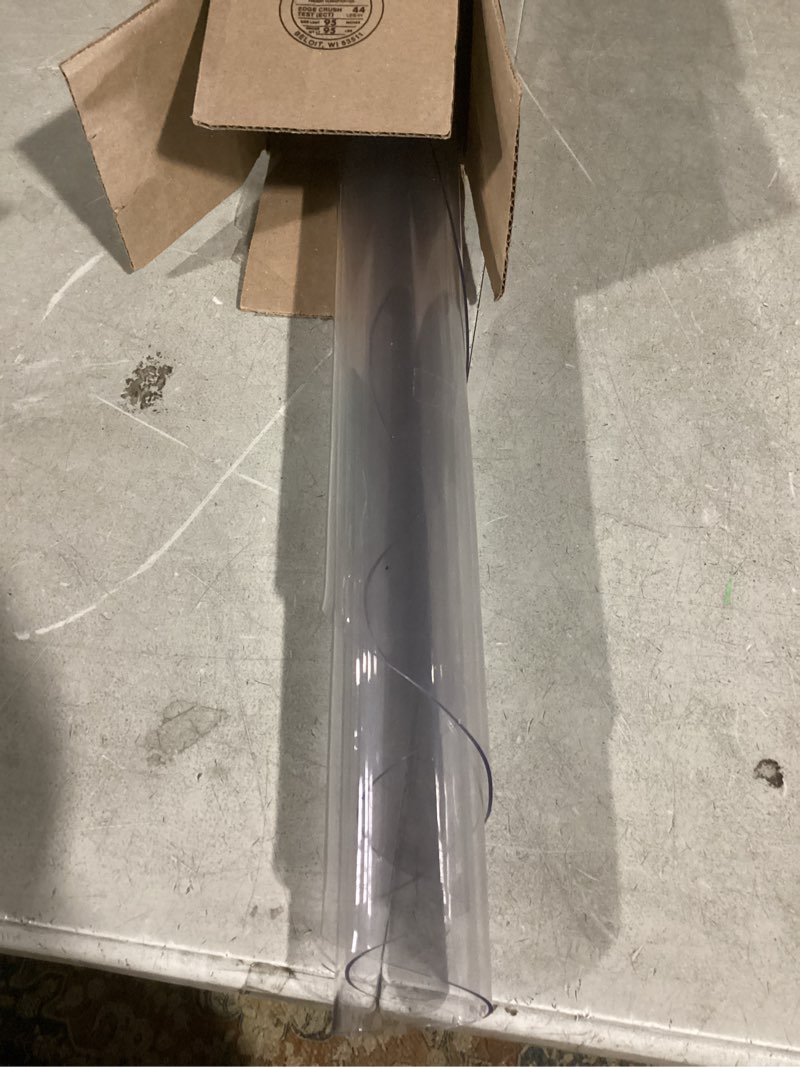 Condition photo showing Good Condition for clear round table cover protector 42 inch, 1.5mm transparent plastic table protector waterproof, anti-scratch clear desk mat for office desktop dresser dining table, fda compliant clear 1.5mm round 42'' x 42''