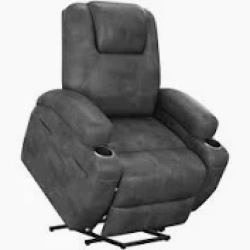 Electric Power Lift Recliner Chair with Massage for Elderly, PU Leather Home Theater Seat with Side Pockets and 2 Cup Holders Ergonomic Lounge Chair Single Sofa for Home Living Room