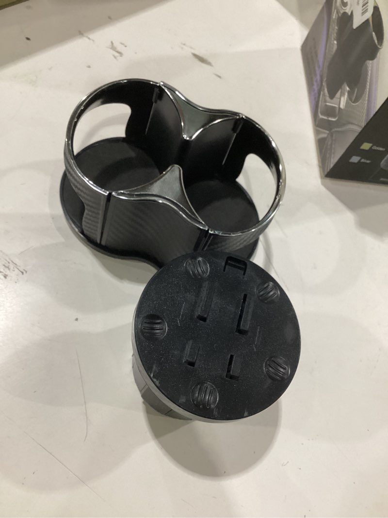 Condition photo showing As Is for double cup holder for car, 2 in 1 extra cup insert with expandable base, multifunctional extender expander adapter with elastic open-close cup mouth, adjustable bracket for 2.1''-2.9'' bottle diameter