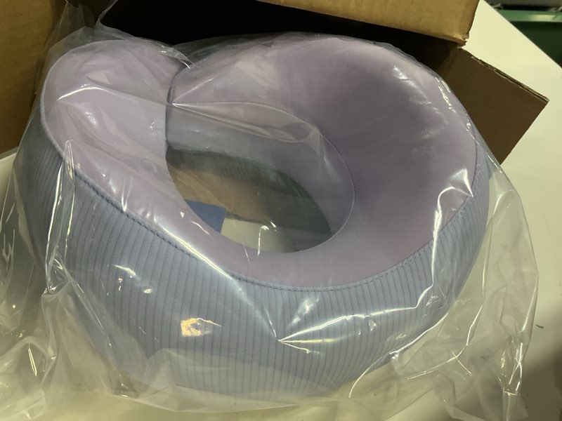 Condition photo showing New/Like New for skechers women's memory foam neck pillow, comfortable & breathable travel pillow,neck pillow airplane for travel, car rides, home, and office use, ergonomic design for men and women,purple