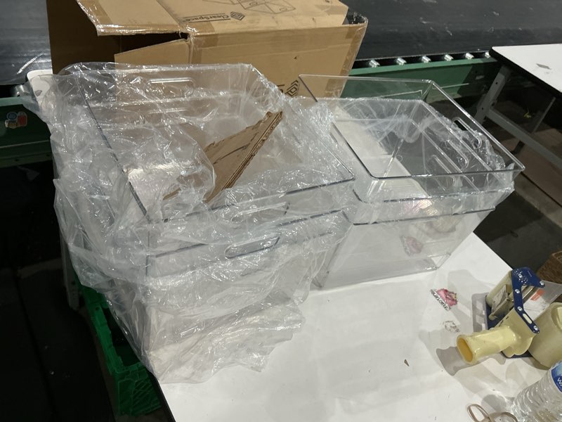 Condition photo showing Good Condition for clearspace clear plastic storage bins – xl 6 pack perfect kitchen or pantry organization fridge organizer and storage bins, cabinet organizers