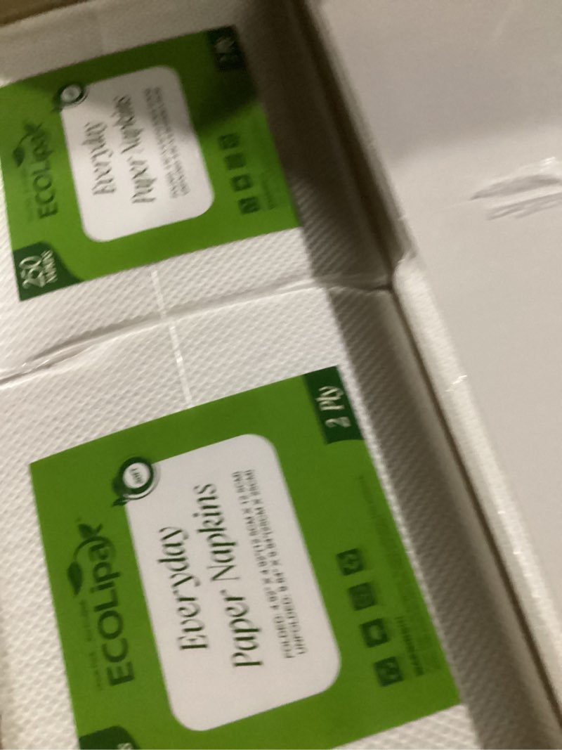 Condition photo showing New/Like New for ECOLipak Lunch Napkins Bulk, 2000 Count Everyday Paper Napkins, 4.9×4.9 Inch Folded, 2-Ply Soft And Absorbent for Dinner, Gathering, Bar, Restaurants(9.8×9.8 Inch Unfolded) 2000 4.9*4.9