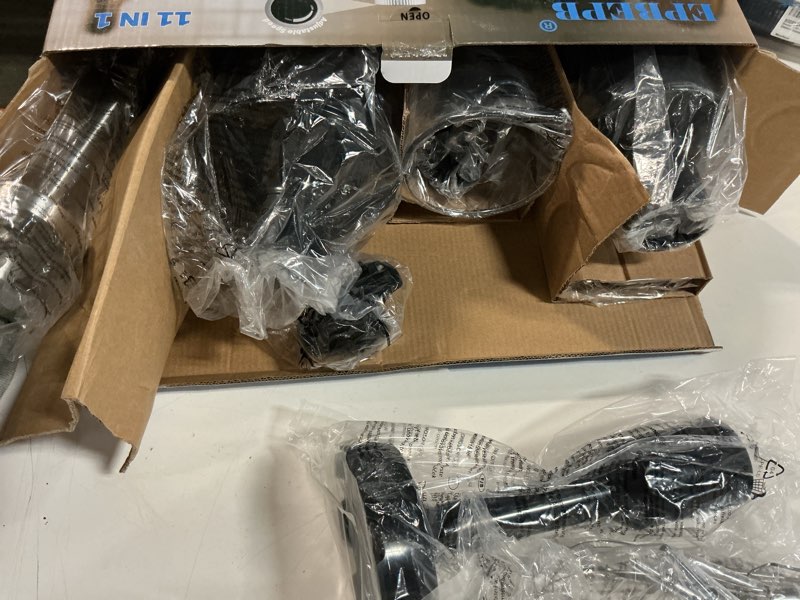 Condition photo showing New/Like New for handheld immersion blender bundle, 1000w powerful 12-in-1 set for smoothies,orange juicer,minced meat,milk frother,egg beater, dough hook, vegetable chopper, potato masher 12 pieces