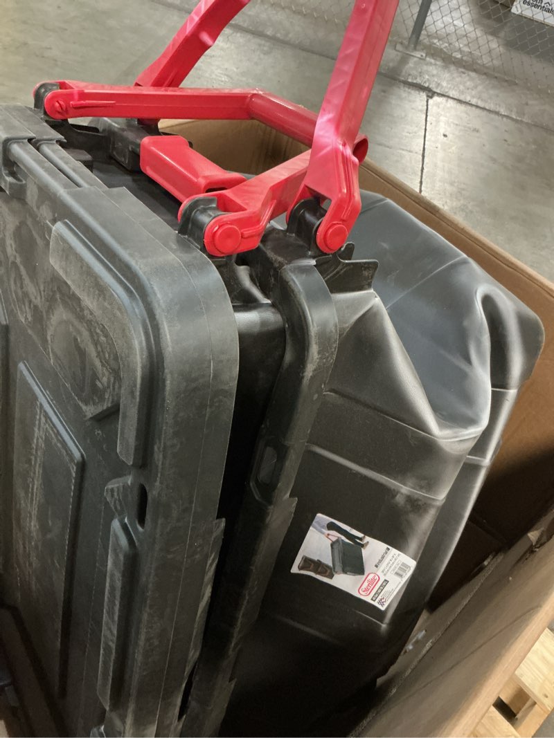 Condition photo showing As Is for sterilite 40 gallon wheeled plastic storage tote  black
