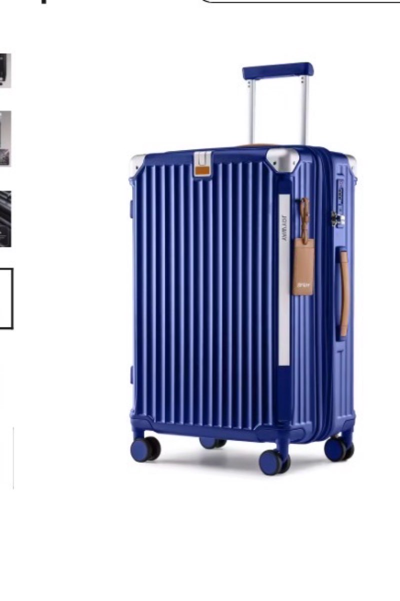 Condition photo showing Good Condition for joyway 20in carry on luggage with cup holder and usb port, 25% expandable capacity, smart suitcase with anti slip wheels and handbag, perfect for men and women 3 piece set blue carry-on 20-inch handbag black
