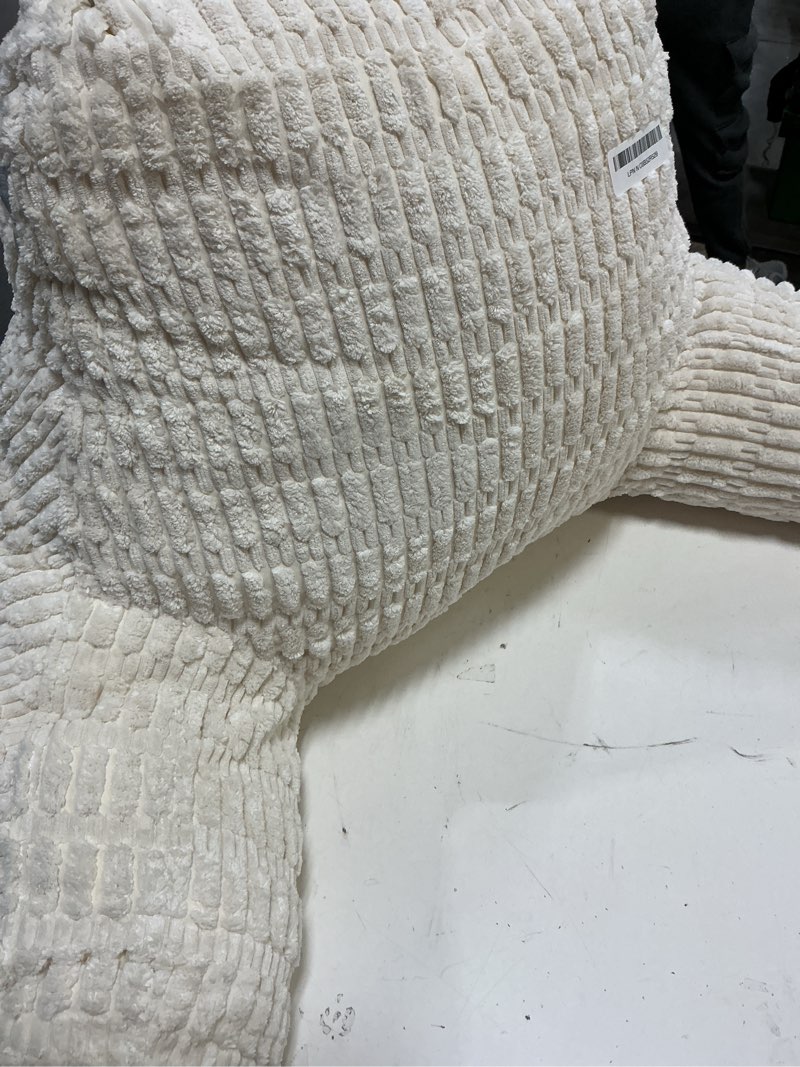 Condition photo showing Good Condition for blissful diary reading pillow, large backrest pillow with shredded memory foam for adult & children, designed for bed and couch sitting up, includes arms, pockets and washable cover, off white large(20inch) off white