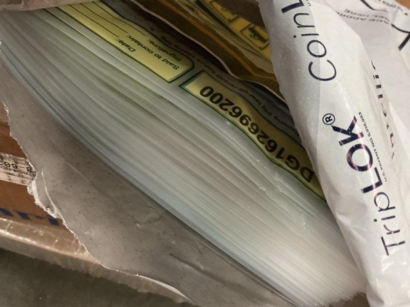 Condition photo showing Good Condition for controltek safelok 9" x 12", clear, 100 bags, tamper-evident deposit bags for cash handling & valuables, moisture, heat and cold sensitive ink, tear-off receipt + large barcodes 585087