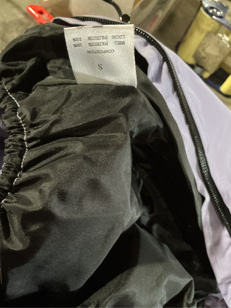 Condition photo showing Good Condition for Mile High Life Waterproof Dog Raincoat, Full Coverage Small Dog Rain Coat with Harness, Adjustable 4 Legs Puppy Rain Jacket with Reflective Strip and Elastic Cuffs (Purple, S Back Length 13") S Back Length 13" Purple