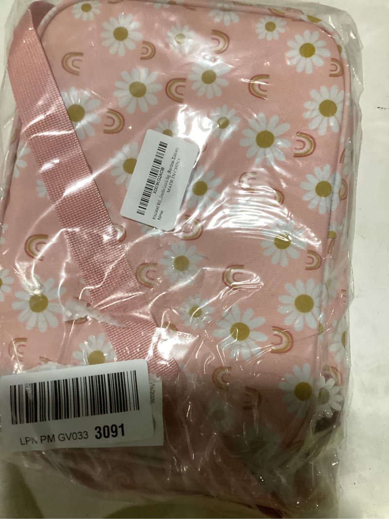 Condition photo showing Good Condition for insulated kids dual compartment lunch bags tote for girls boys toddler lunch boxes pre-school toddler kindergarten elementary picnic food cooler thermal with strap (rainbow daisies)