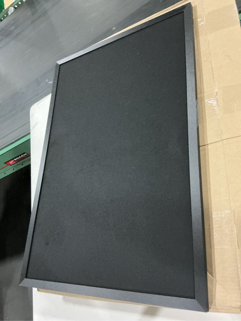 Condition photo showing As Is for fluxynara foldable cork board alternative, felt bulletin board 36" x 24" black frame with 24 adhesive tabs, pin board for home office, classroom, entryway, kitchen wall decor—black black 35.4 x 23.6 inches
