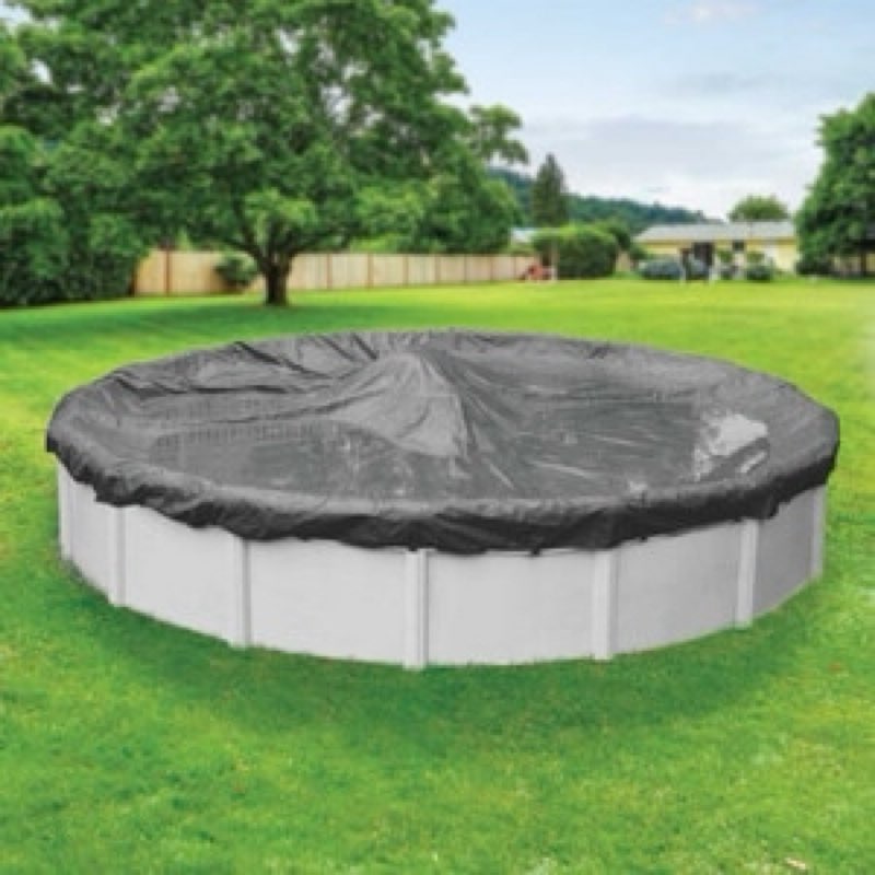 poolhacker?2024 upgrade? 18 ft round winter pool cover - round pool cover 18ft round above ground, 4 foot overlap extra thick 420d round pool cover with winch and cable (black )