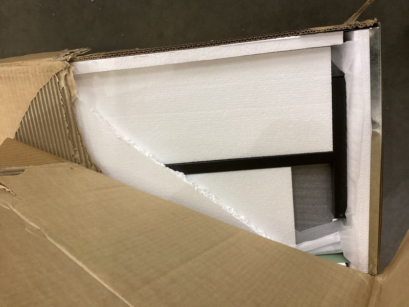 Condition photo showing As Is for Metal glass shoe cabinet