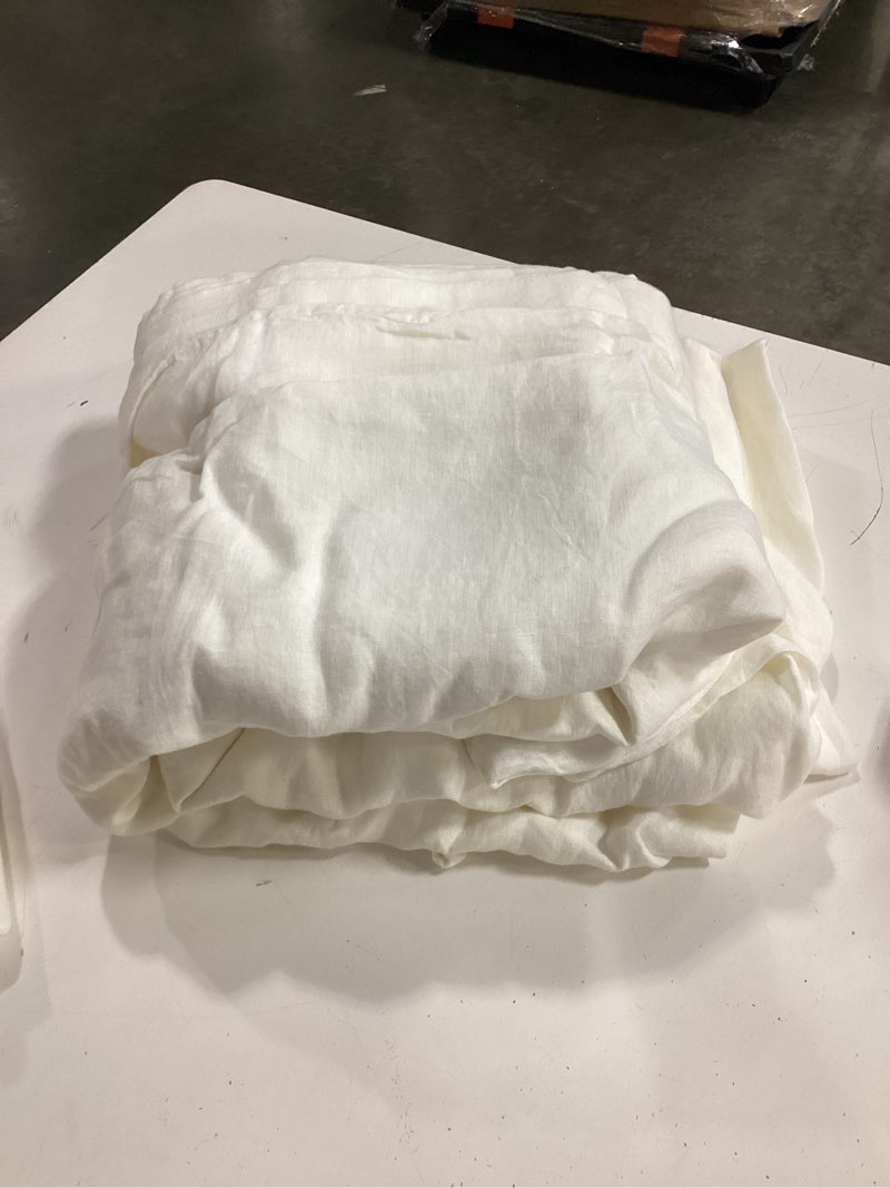 Condition photo showing As Is for european linen duvet cover set, full/queen, white