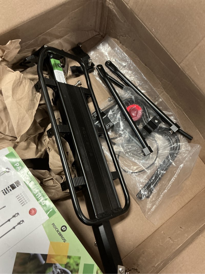 Condition photo showing As Is for NEW ROCKBROS Bicycle Rack MTB Road Bike Shelf Aluminum Alloy Rack Quick Release