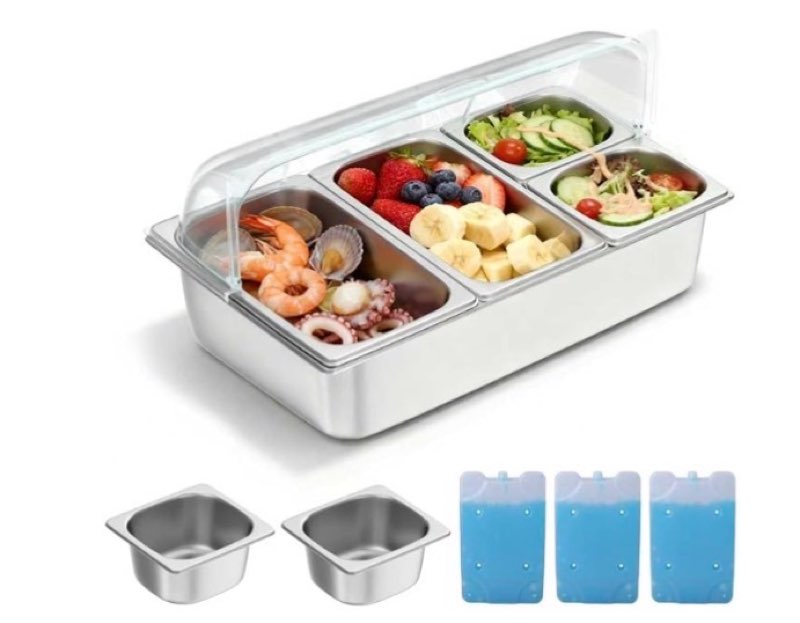 Countertop Food Serving Display Container, Cold Food Buffet Server, Salad Bar Buffet Station for Hom