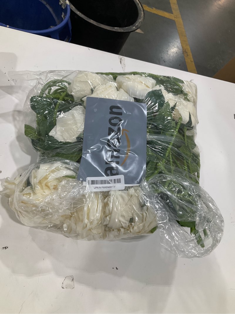 Condition photo showing Good Condition for 50pcs ivory roses artificial flowers bulk fake white roses silk flower with stems realistic flowers for wedding centerpiece party birthday decor 50pcs ivory 50
