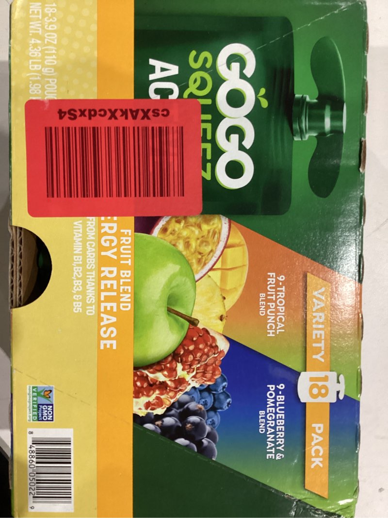 GoGo squeeZ Active Fruit Blend Energy Release | 18-Count Variety Pack | Tropical Fruit Punch and Blu