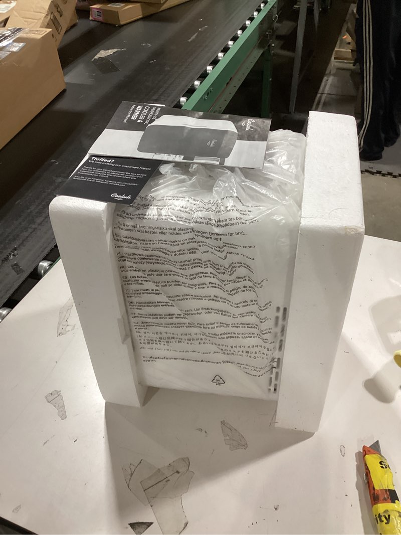 Condition photo showing As Is for Cooluli 10L Mini Fridge for Bedroom, Car, Office Desk & Dorm - Portable Thermoelectric Cooler & Warmer for Food, Drinks, Skincare - AC/DC Refrigerator with Glass Front, Black 10 Liter Black