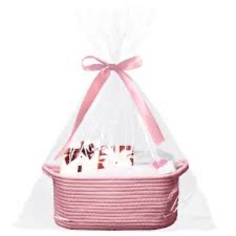 Poschnor Easter Gift Basket Empty with Gift Bags and Ribbons, Woven Cotton Rope Basket for Gifting, 