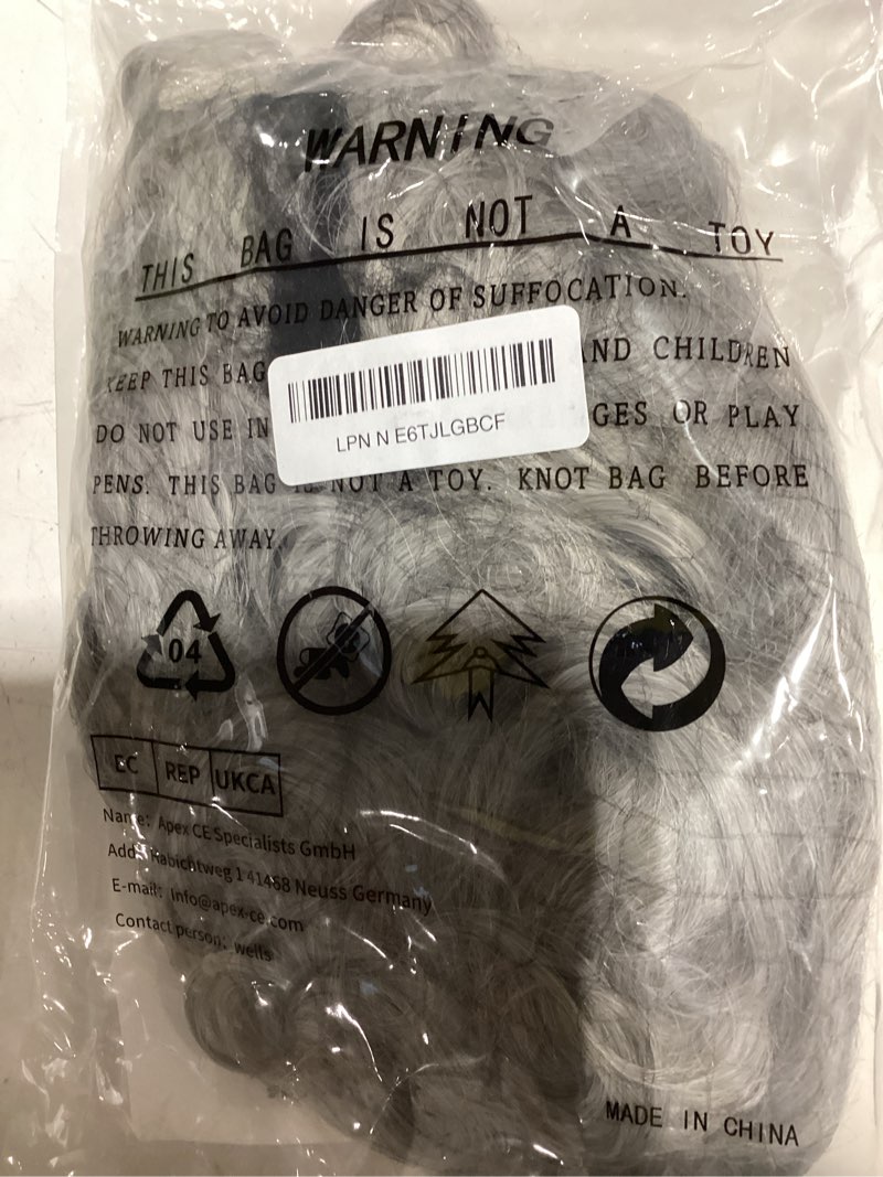 Condition photo showing Good Condition for topcosplay old lady wig and accessories 5pcs set granny costume wig grandma wig halloween party wigs (grey)