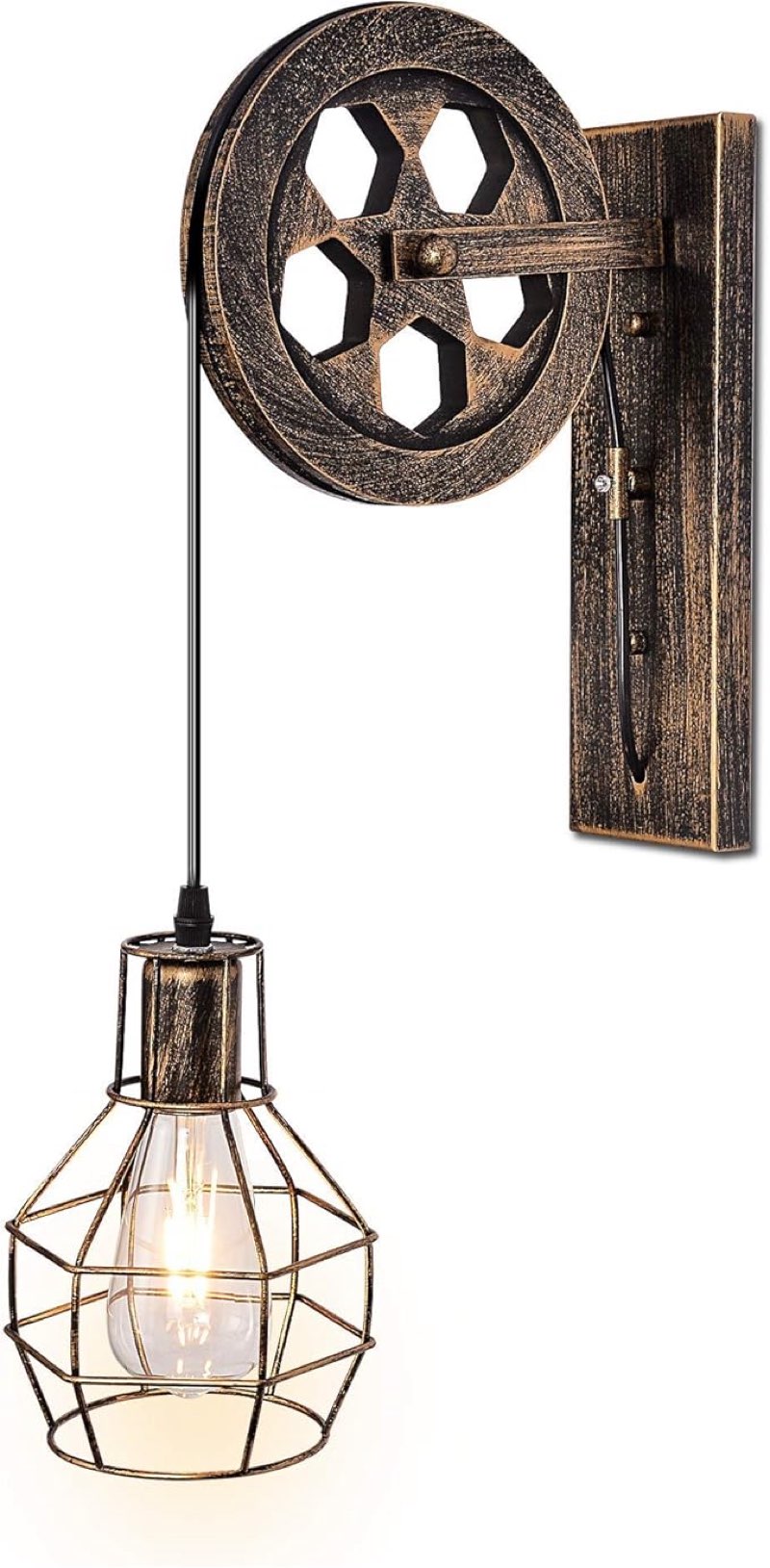 kungheyfatchoy 1 light fixture industrial mid century retro iron wall lights lift pulley wall lamp f