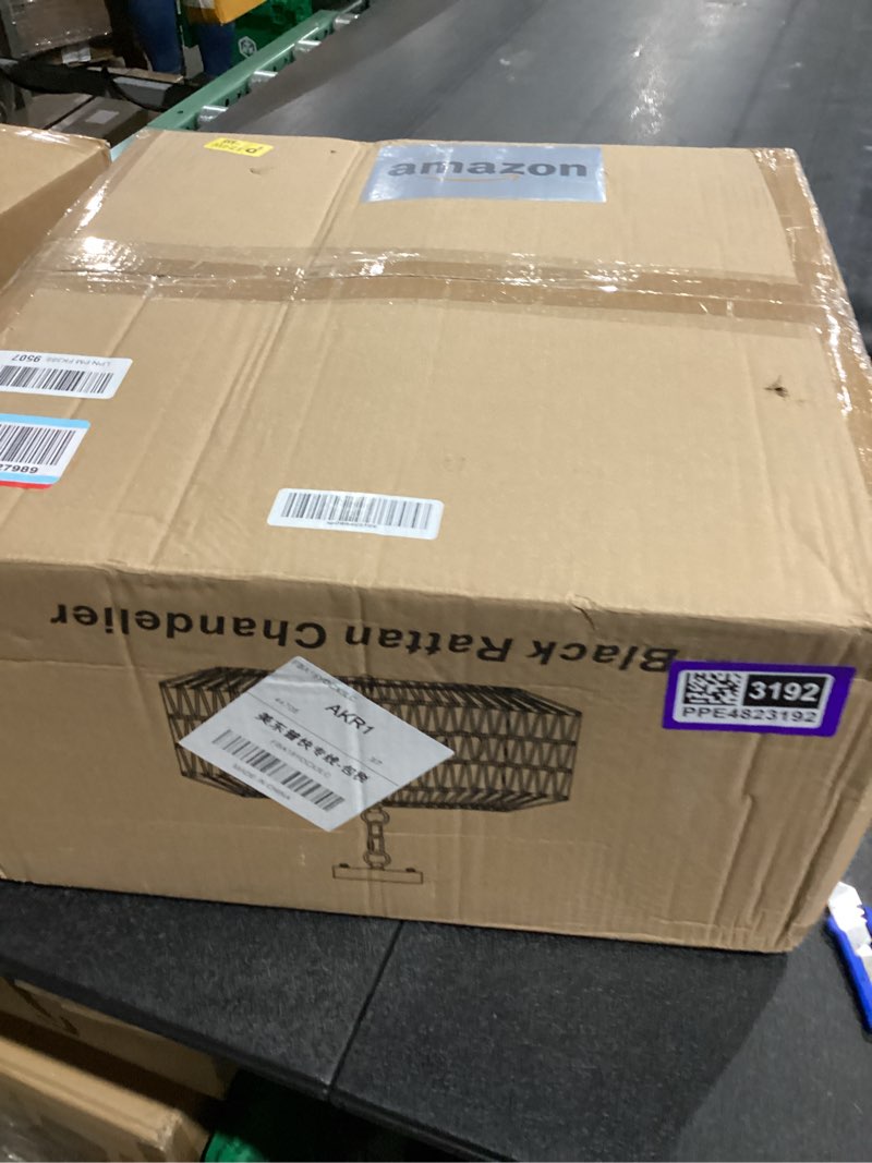 Farmhouse Chandelier Light Fixture, 5-Light Rattan Boho Chandeliers for Dining Room, Hand Woven Pend