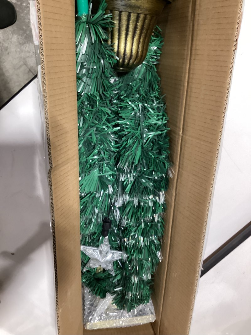 Condition photo showing Good Condition for 2 Pack 3 Ft Potted Christmas Tree with 50 Warm White & Colored Lights, Realistic-Feel PE Christmas Entrance Tree 12 Modes Battery Powered Timer Douglas Fir Trees for Front Door Porch Christmas Decor