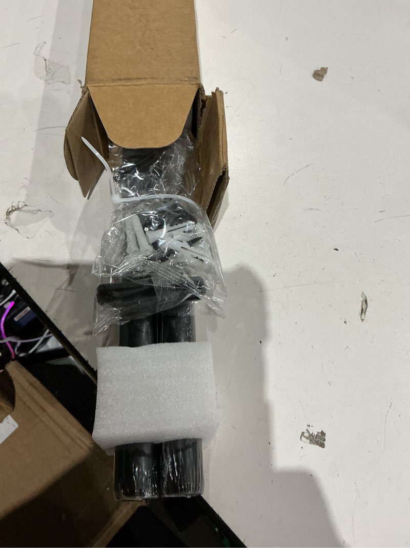 Condition photo showing Good Condition for 1 inch heavy duty adjustable curtain rods for windows, industrial wrap around room divider decorative curtain rods wall mount & ceiling mount for indoor & outdoor, 72 to 144 inch, black black 72" to 144"