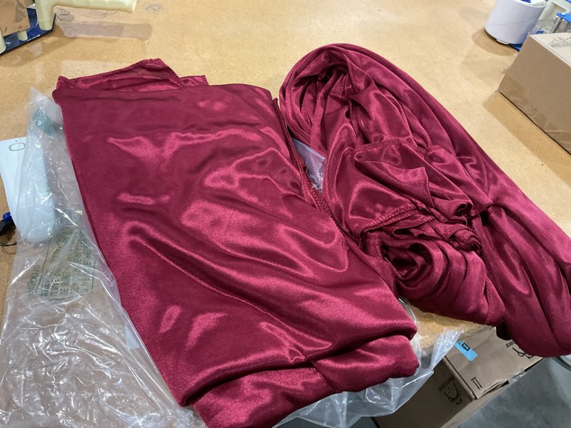Condition photo showing Good Condition for spacedresser basic rod pocket sheer voile window curtain panels burgundy 1 pair 2 panels 52 width 84 inch long for kitchen bedroom children living room yard(burgundy,52 w x 84 l) burgundy 52"w x 84"l (pack of 2)