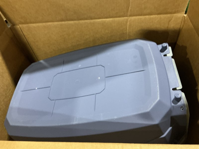 Condition photo showing As Is for Amazon Basics 2-Door Top-Load Hard-Sided Dogs, Cats Pet Travel Carrier, Gray & Blue, 22.8"L x 15.0"W x 13.0"H Gray & Blue 22.8"L x 15.0"W x 13.0"H