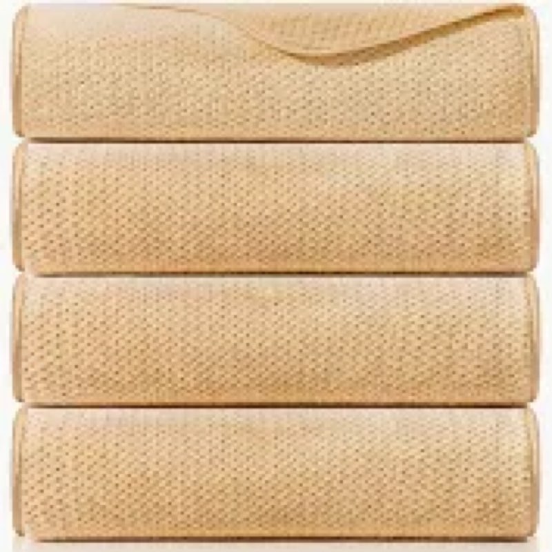OLESTER 4 Pack Oversized Bath Towel Set 35in x 70 inches Brown Bathroom Towel Extra Large Bath Sheet