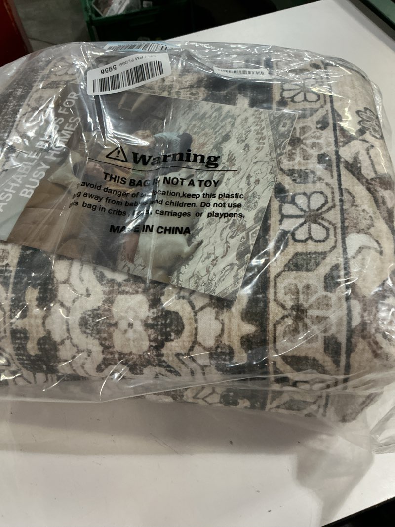 Condition photo showing New/Like New for area rug 7x9 washable vintage - soft traditional rugs for living room large non slip backing with low pile farmhouse oriental retro carpet for bedroom dining room or home office - tea brown tea brown 7' x 9' (rectangular)