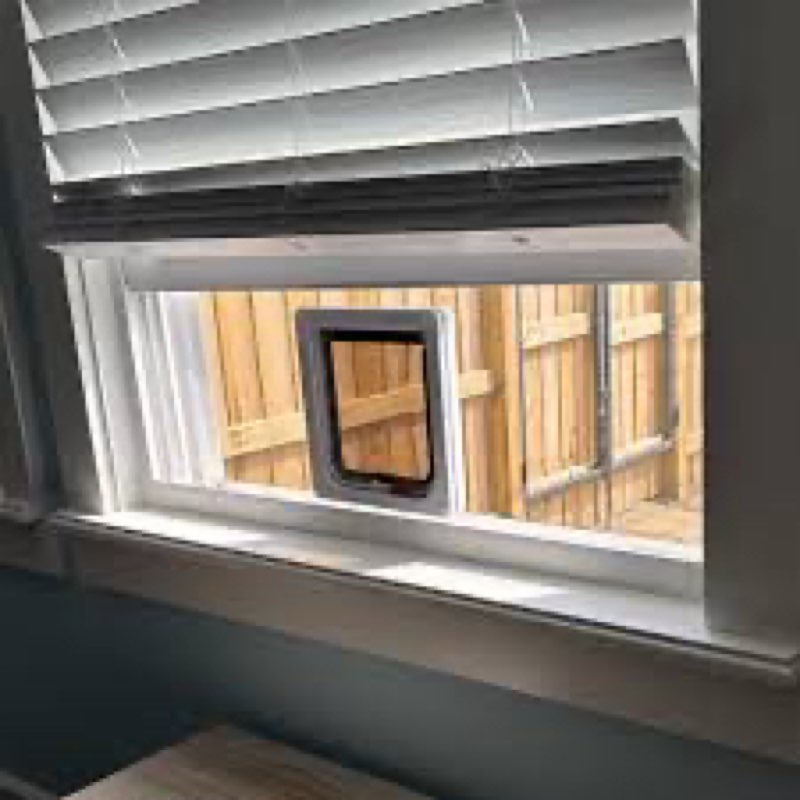 Cat Door for Window, Safety Cat Window with 4 Locking Modes, Fits 18"-32" Window, Pet Friendly Windo