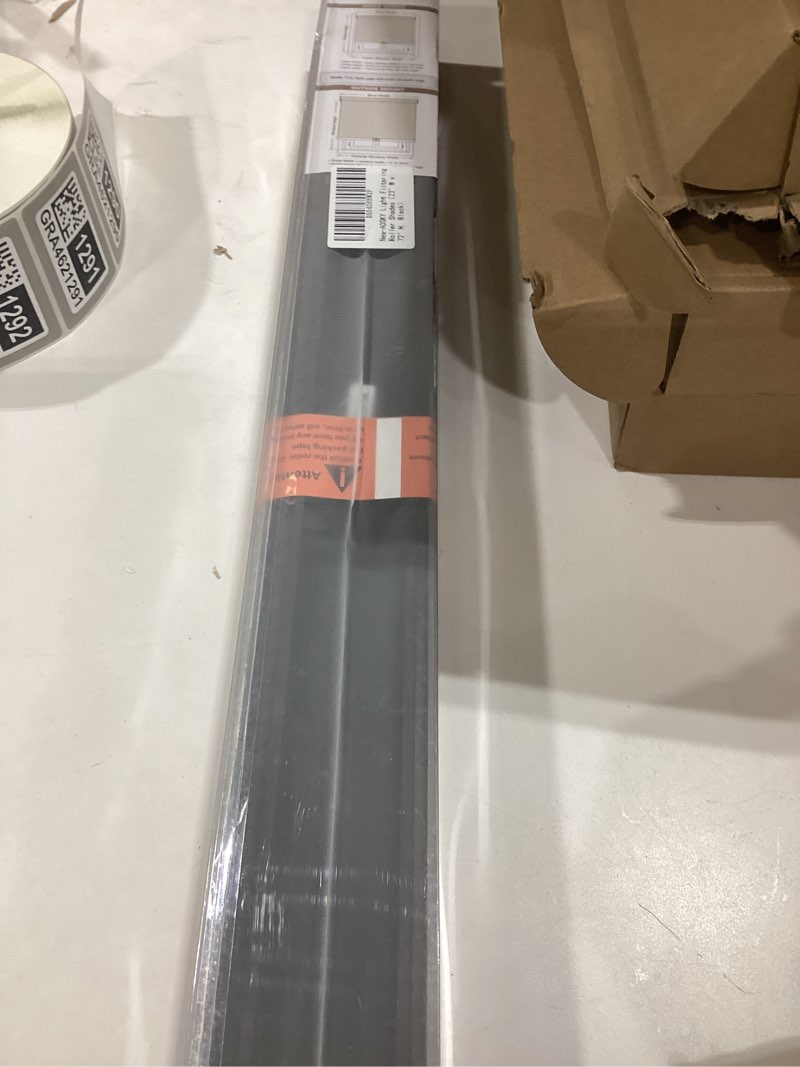 Condition photo showing New/Like New for aosky light filtering roller shades cordless blinds for windows, 1% openness free-stop shades with valance, thermal insulated fabric, uv protection, natural woven blinds?23" w x 72" h, black? black 23"w x 72"h