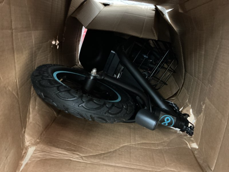 Condition photo showing As Is for C1 Electric Scooter with Seat for Adults, 300W Motor, 20-Mile Range, 15.5 MPH, Foldable Commuter E-Scooter with Basket for Grocery, Pets, and Daily Commute– Classic Black