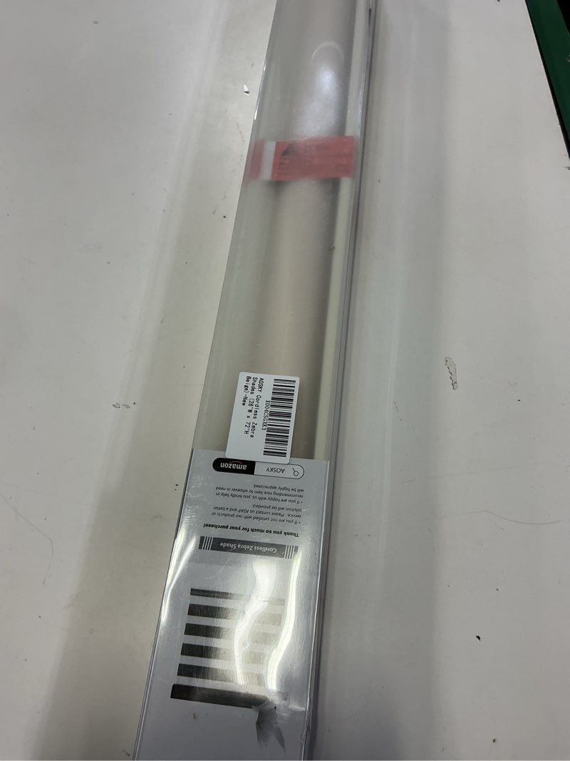 Condition photo showing New/Like New for AOSKY Cordless Zebra Blinds for Windows Pull Down Roller Window Shades Dual Layer Light Filtering Privacy for Day and Night, Free-Stop Door Shades for Home Easy to Install (28" W X 72" H, Beige) 28"W x 72"H Beige