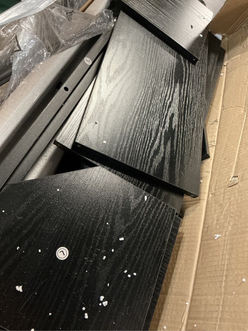 Condition photo showing As Is for K1 Heavy Duty 7-Tier Over The Toilet Storage?with Basket and Paper Hook? Freestanding Above Toilet Shelf with Adjustable Feet?Space Saver Bathroom Shelves 9.3" D x 33.5" W x 63.8" H?Black