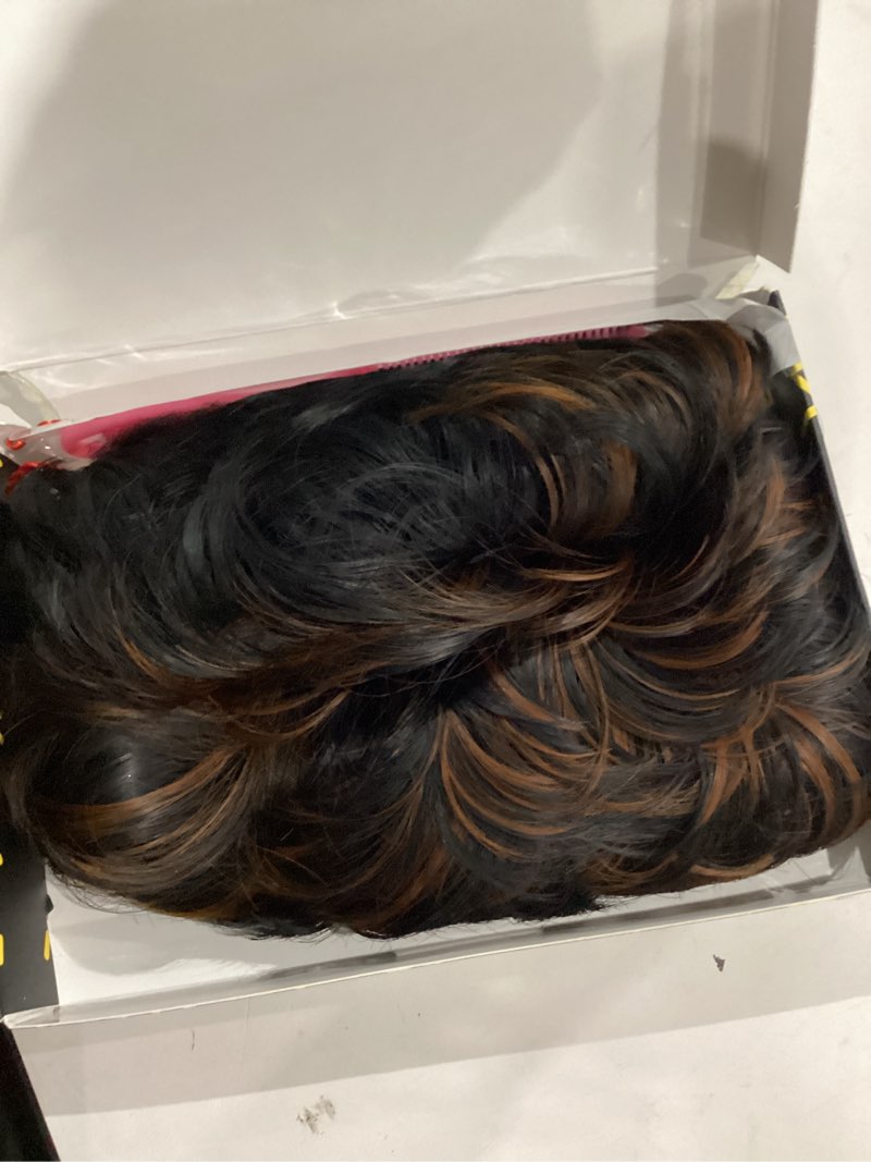 Condition photo showing As Is for moonshow short wigs for black women brown pixie cut wig short straight pixie hair wig for women 1b/30 colored layered synthetic auburn brown pixie haircut wigs for black women natural auburn