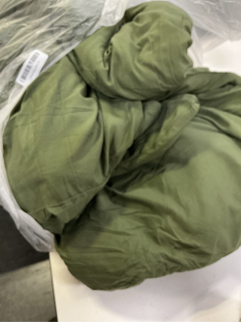 Condition photo showing As Is for Dark Olive Green Bed Comforter Queen Set - Super Soft Washed Polycotton Fabric - Cozy Comfy Down Alternative Bedding Blanket Comforter Set and Pillowcases Lightweight but Warm for All Season Olive Green Queen(90"x90")