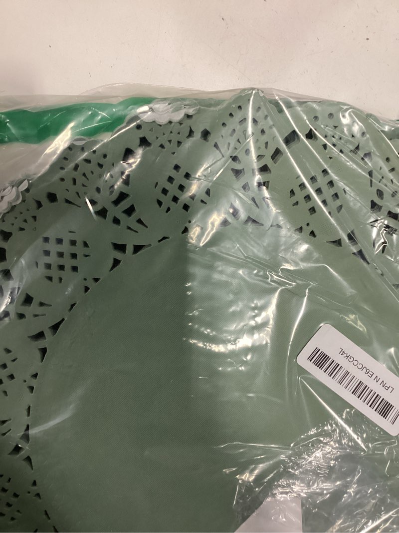 Condition photo showing Good Condition for mceast 300 pack round sage green paper doilies 13.5 inches lace paper place mats rustic scallop doily disposable table pads for food cakes crafts party weddings tableware decor 300 sage green