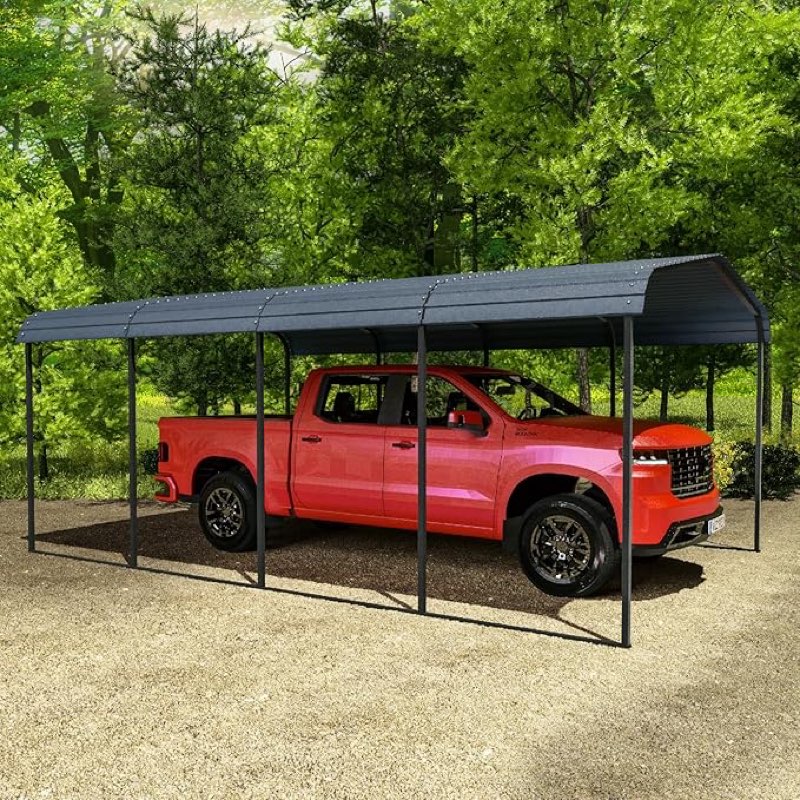 10x20 ft heavy-duty carport | portable garage & car canopy for 1 cars, trucks, rv | all-weather galvanized steel frame | boat shelter & party tent shade