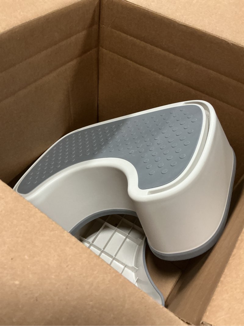 Condition photo showing As Is for MR.SIGA Toilet Stool Squat Adult, Bathroom Stool Heavy Duty, Anti Slip Toilet Step for Bathroom, Toddler Step Stool for Kids, Off-White & Dark Gray