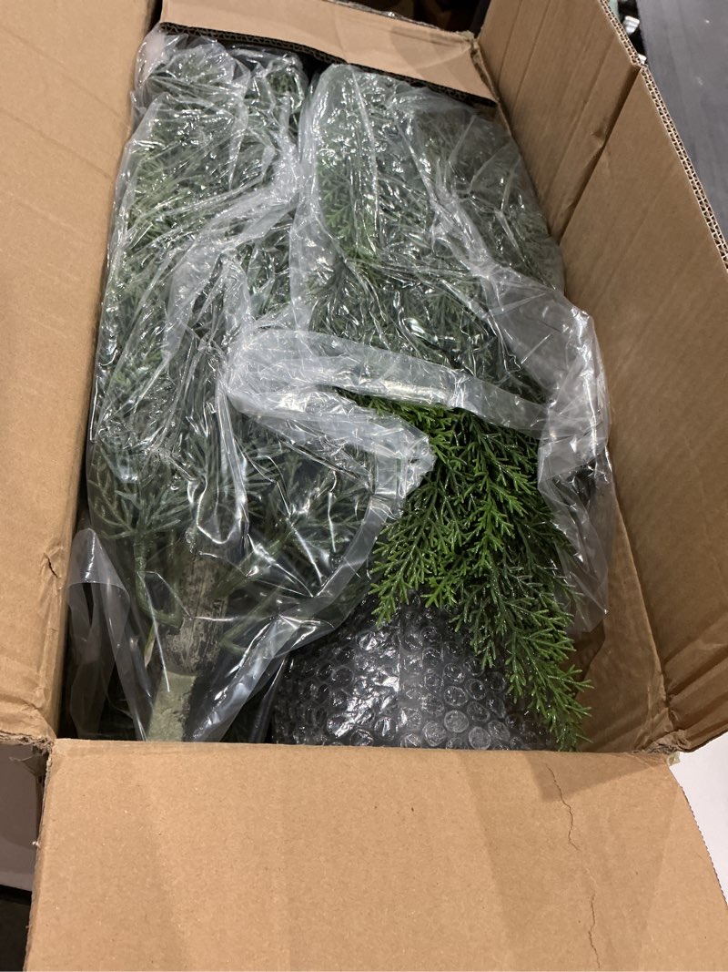Condition photo showing Good Condition for briful 3ft artificial cedar topiary trees set of 2 – realistic faux cedar pines in pots, uv resistant outdoor porch & entryway plants, all-season evergreen decor for patio, farmhouse & holiday 2pcs 3ft cedar 3ft