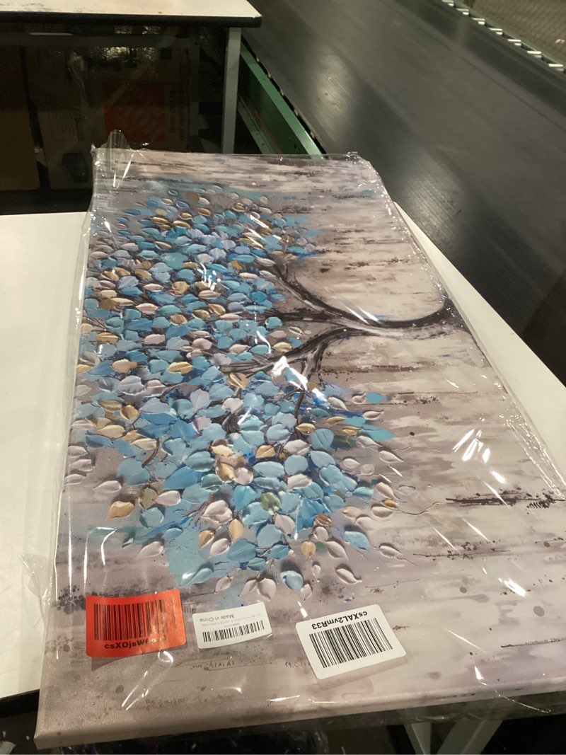 tree of life canvas wall art - abstract light blue artwork for living room bedroom decor, modern fra