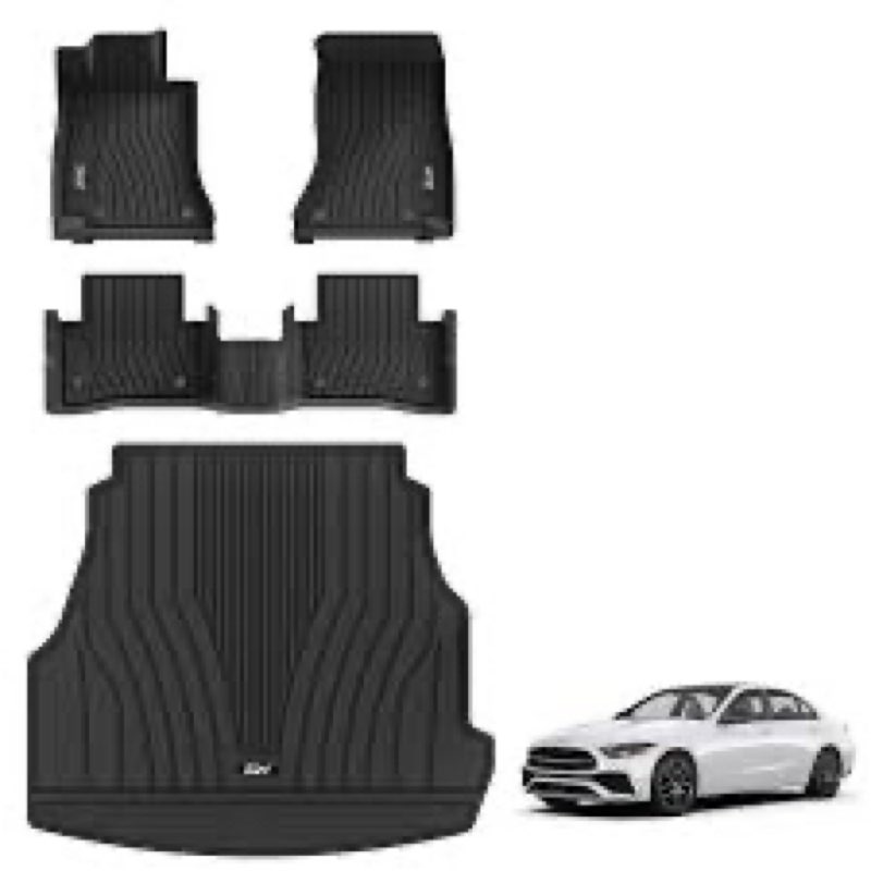3W Floor Mats for Benz C-Class 2022-2026 C300/C43 AMG/C63 AMG S/C63 AMG S E (Sedan Only), TPE All We