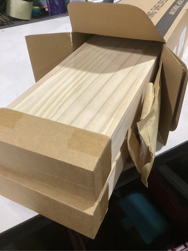 Condition photo showing Good Condition for Shario Nursery Book Shelves, 4-Pack Wood Floating Shelves for Wall Kids, Scalloped Shelves, Wall Book Shelves for Bedroom Kids, Toddler Room, Baby Room, Nursery Decor (Wood, 23 Inches) 23 Inches Wood